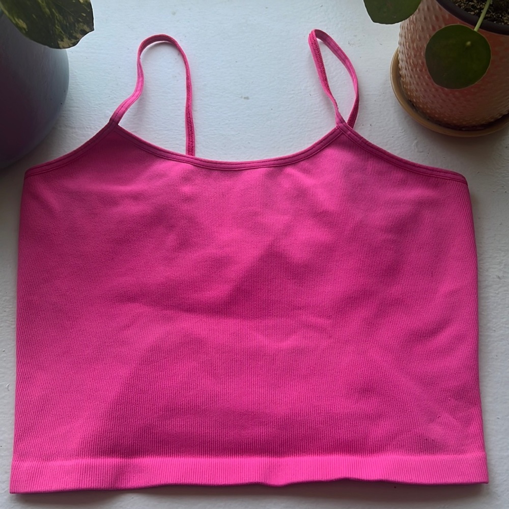 Free people movement M/L strappy activewear cropped tank top pink medium/large